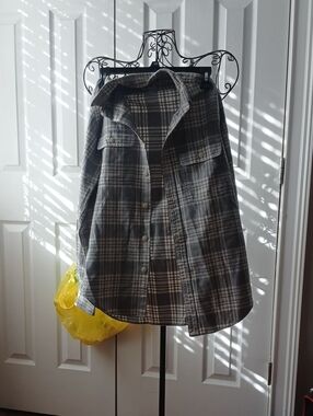J. Crew Gray Plaid A-Line Button-Front Skirt